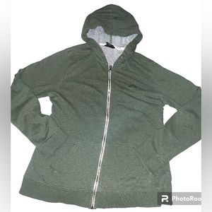 Oakley Vintage Green Grey Zipper Hooded Sweatshirt Size Large Mens